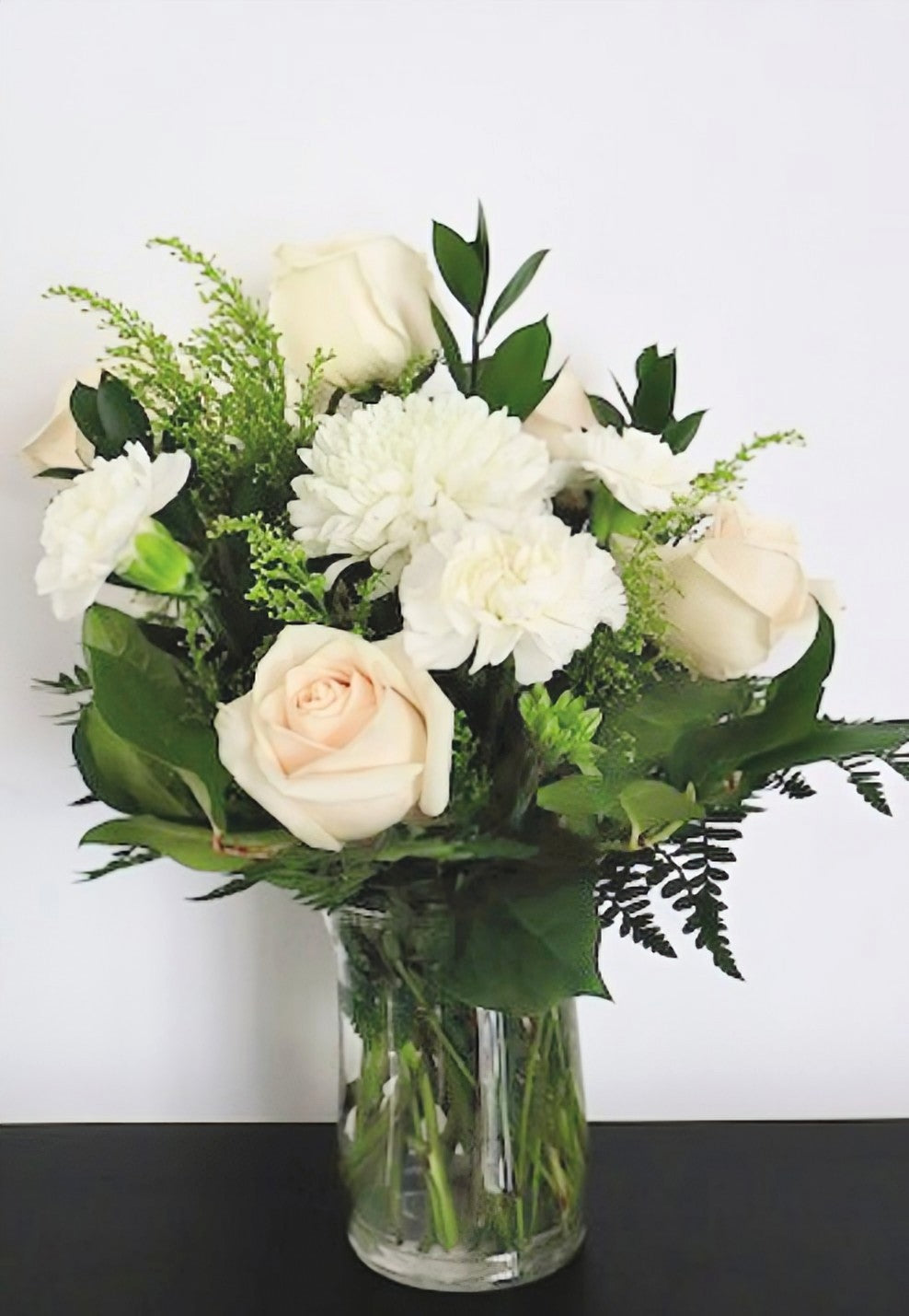 Green and White Vase Arrangement