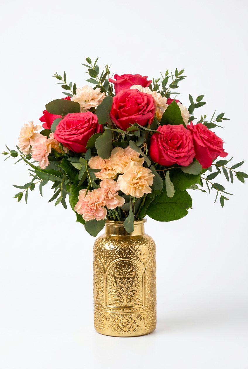 Pretty Pink Roses Vase Arrangement