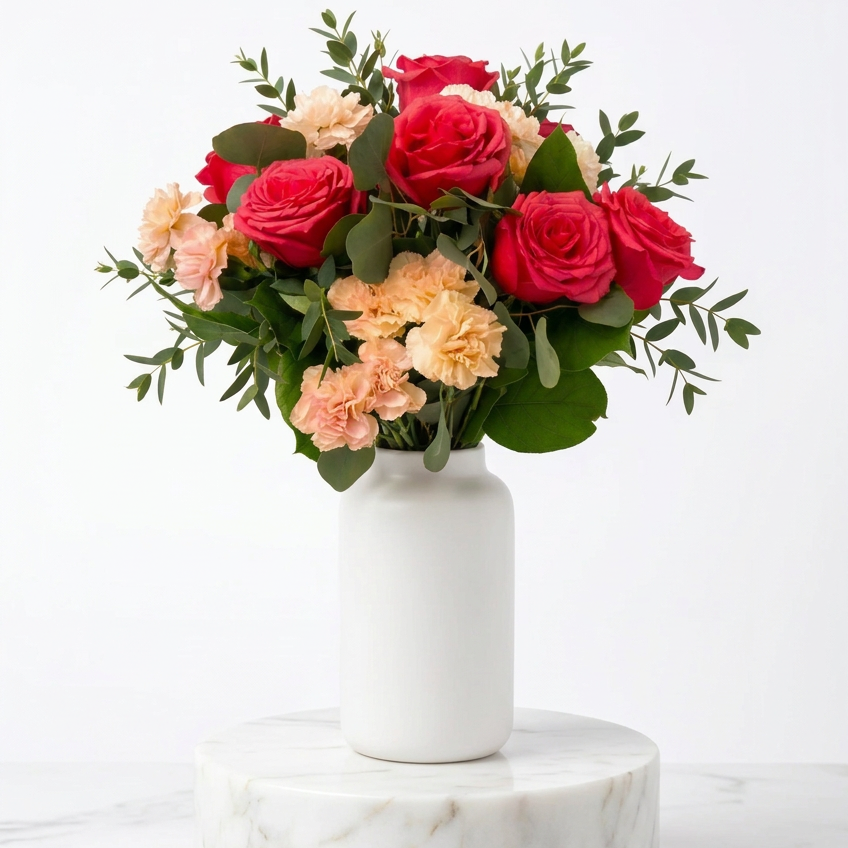 Pretty Pink Roses Vase Arrangement