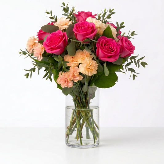 Pretty Pink Roses Vase Arrangement