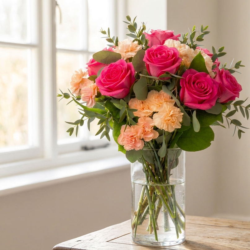 Pink roses and blush roses for flower delivery in Chilliwack. 