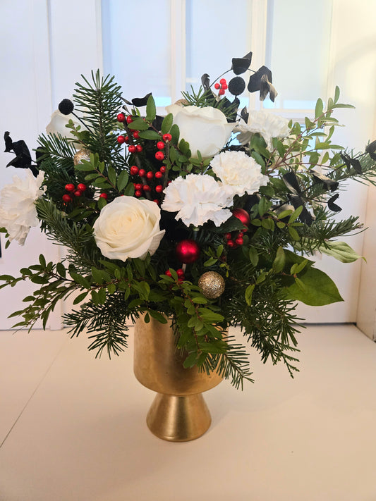 Christmas Arrangement Large Footed Vase