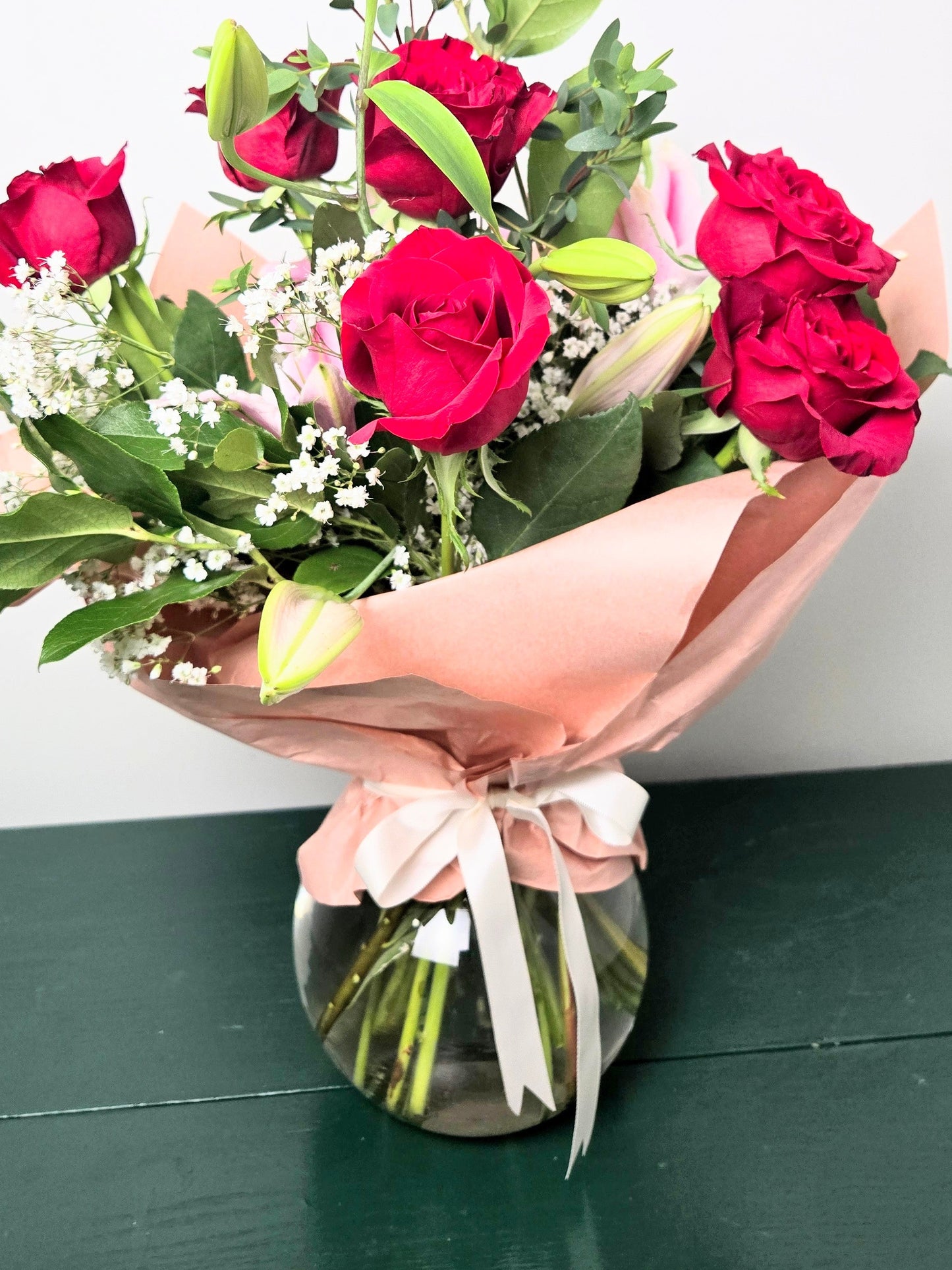 Roses and Lilly's Vase Arrangement