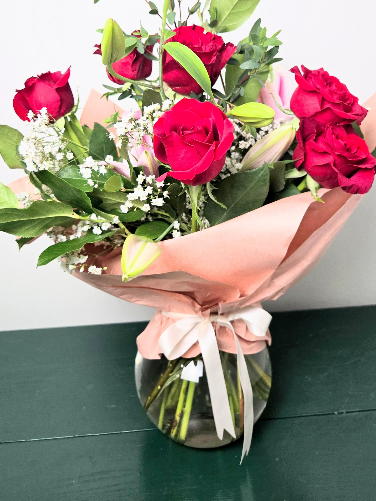 Roses and Lilly's Vase Arrangement