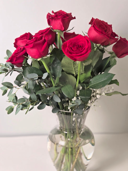 Red Roses Half Dozen Arrangement in a Vase