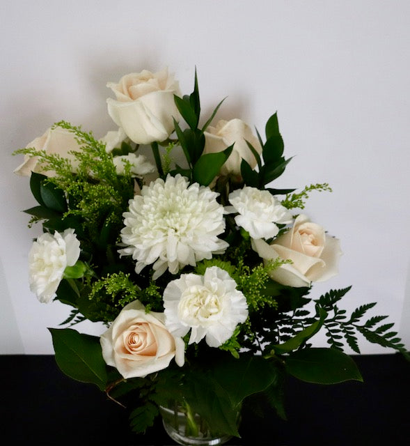 Creams, Greens and Whites Vase Arrangement