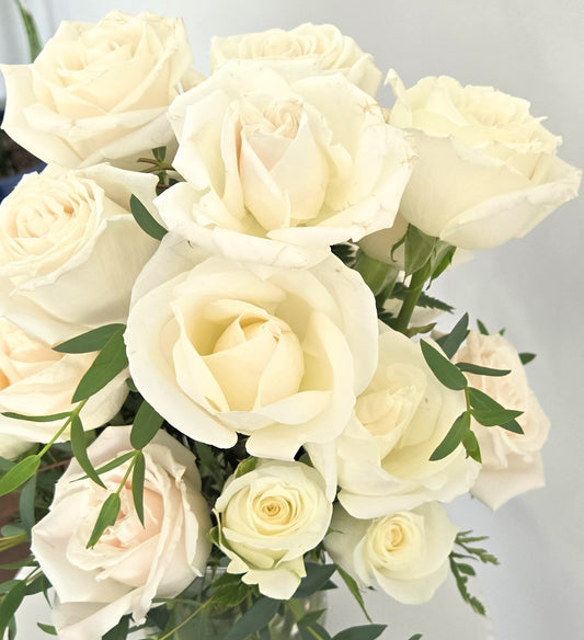 White Roses Vase Arrangement