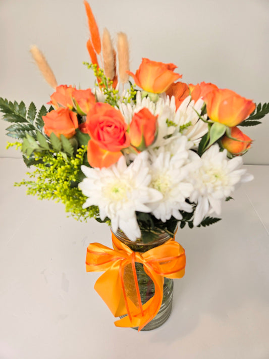 Orange Vase Arrangement Local Chilliwack Delivery