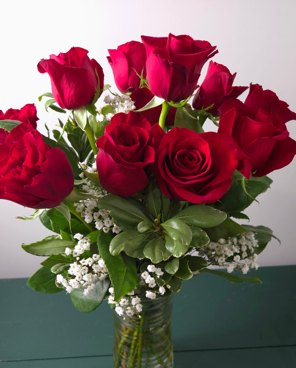 Dozen Red Roses Vase Arrangement
