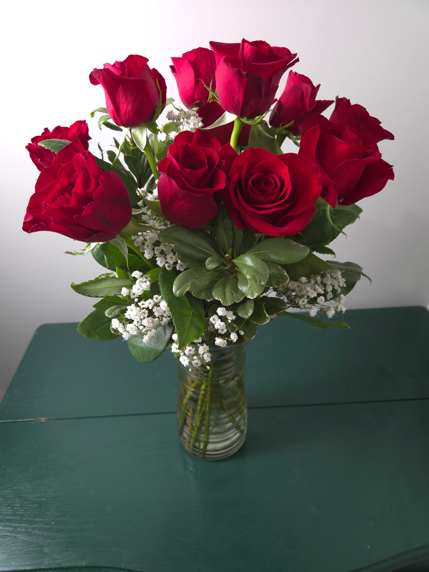Dozen Red Roses Vase Arrangement