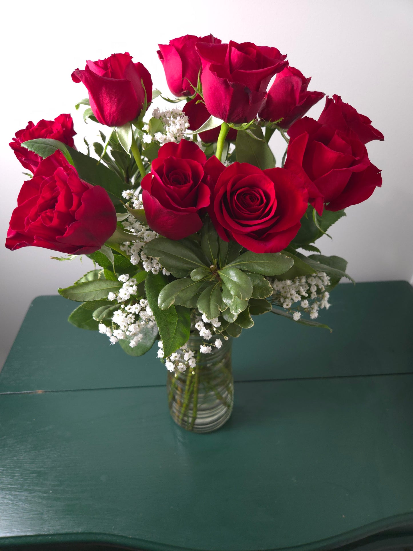 Dozen Red Roses Vase Arrangement