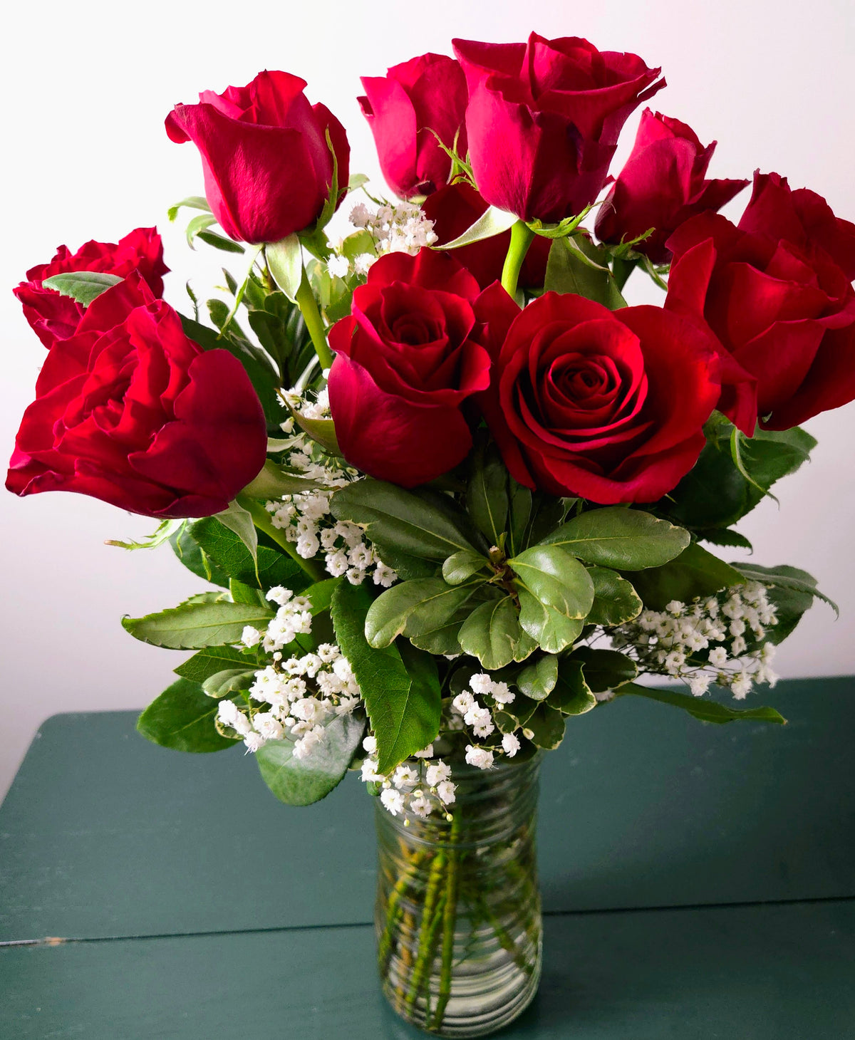 Dozen Red Roses Vase Arrangement